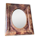 Antique leather framed mirror with gildings 30 cm x  24 cm