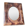 Antique leather framed mirror with gildings 30 cm x  24 cm
