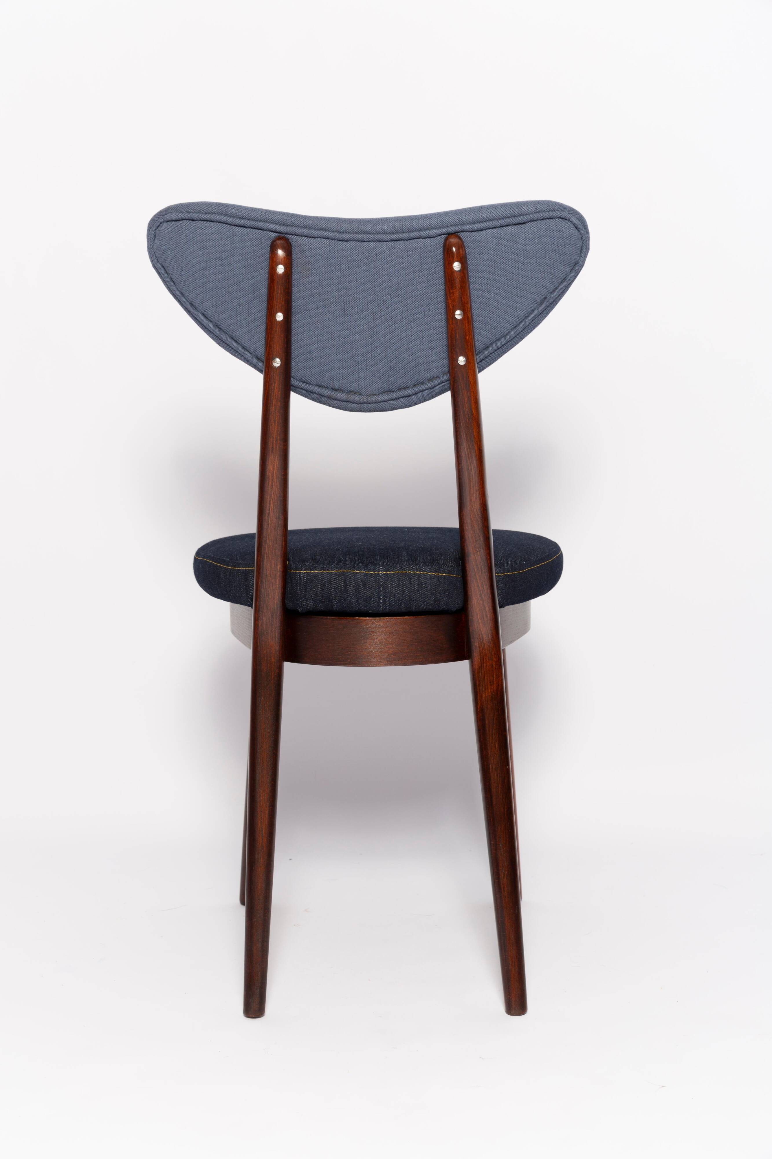 Chaise cœur en denim bleu moyen et foncé, milieu du 20ème siècle, Europe