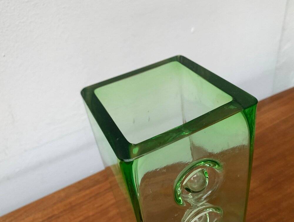 Brutalist glass block vase from the mid-century space age, 1960s