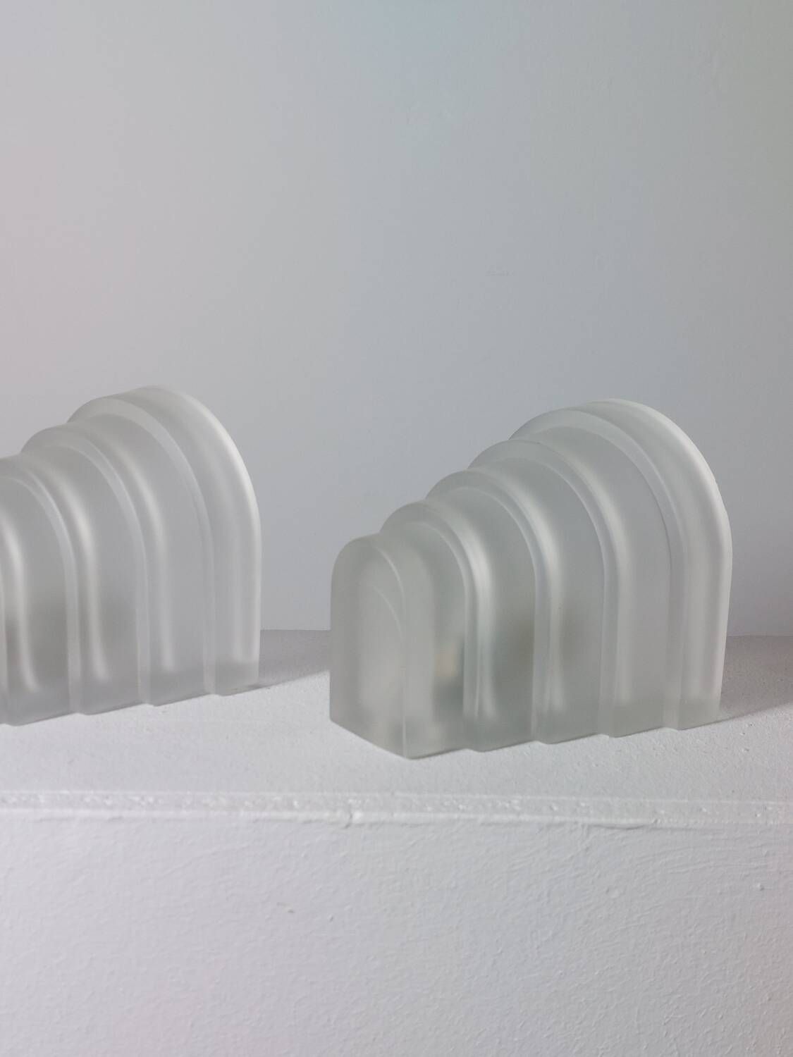 Vintage stepped frosted glass wall lamps art deco revival