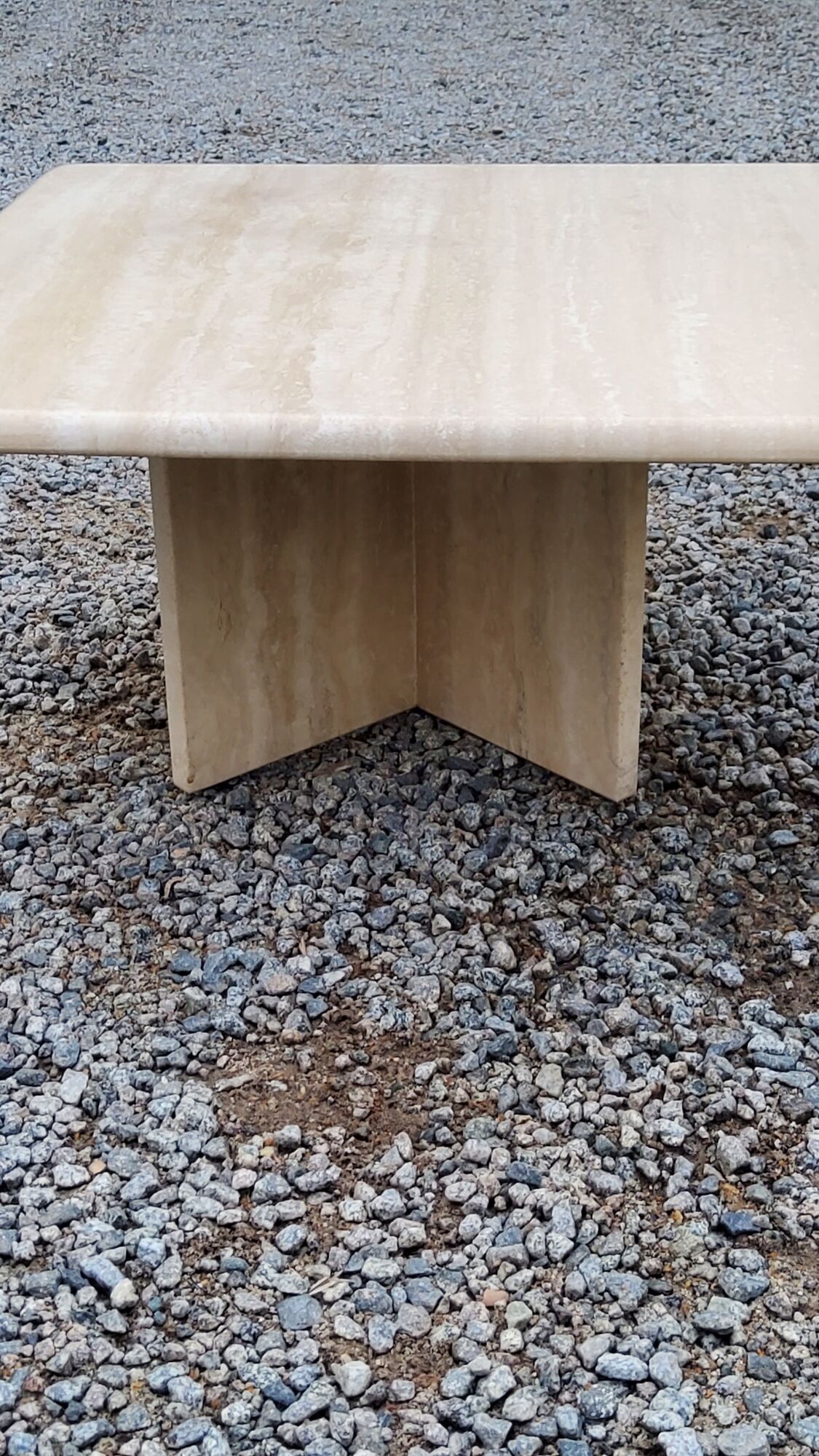 Set of 3 travertine trundle coffee tables from the 70s