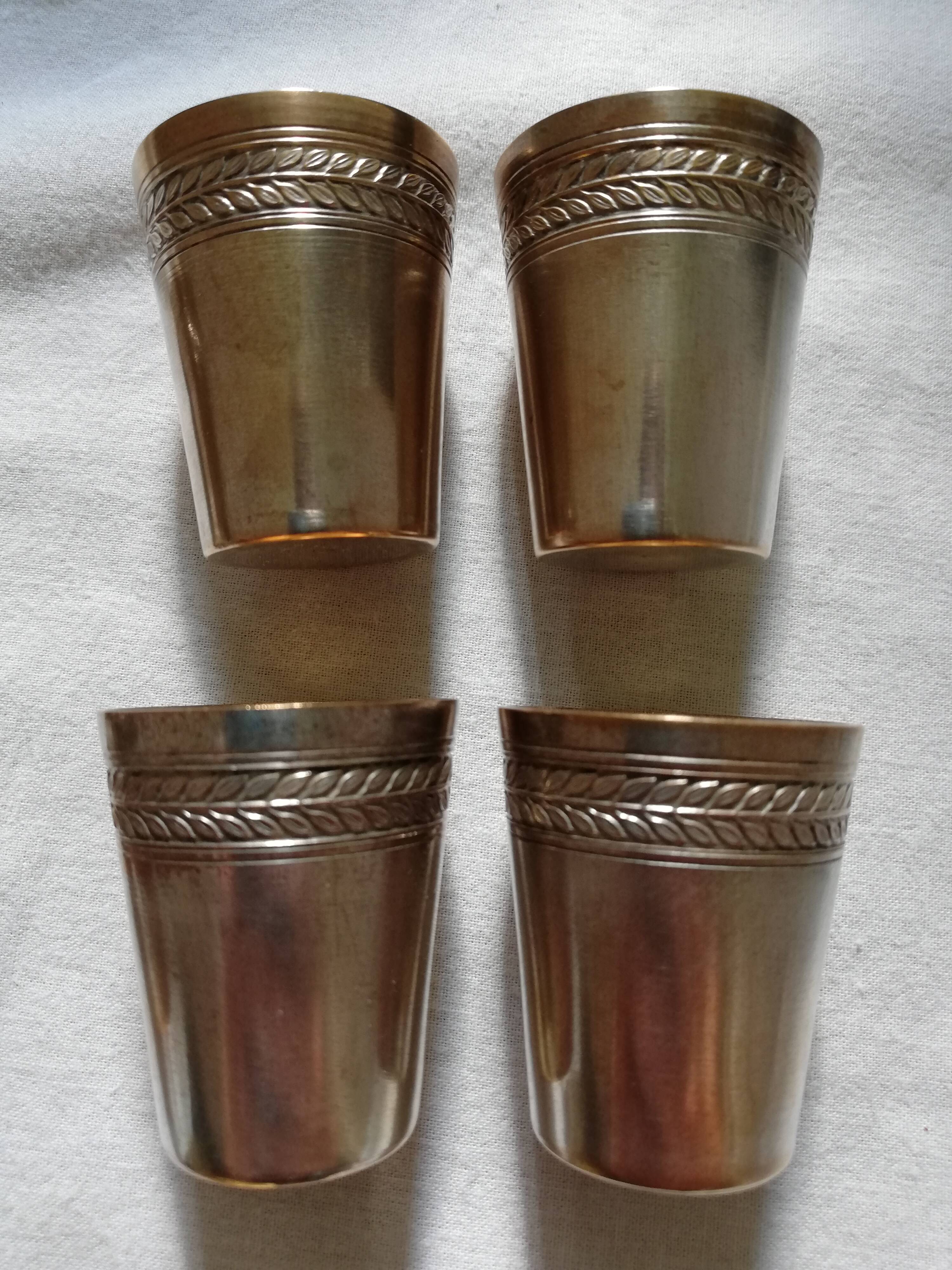 10 silver metal cups