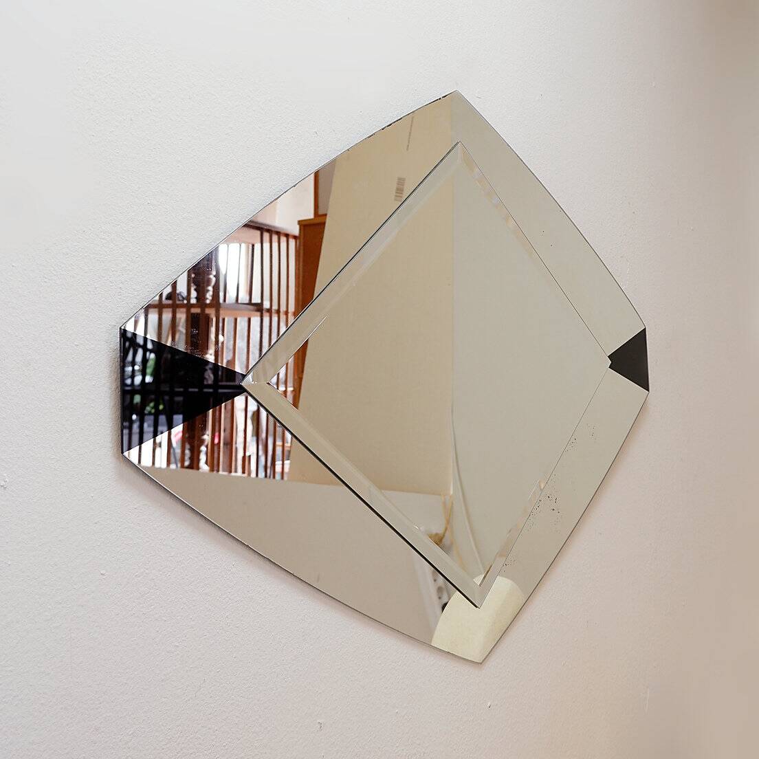 Large Art Deco "diamond" wall mirror