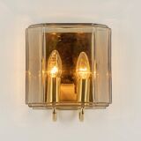 Large smoked glass wall sconces by Limburg, Germany.