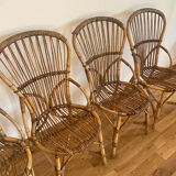 Lot 4 rattan chairs by Audoux & Minnet