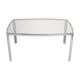 Living table. chrome metal, curved smoked glass slab, france, circa 1970.