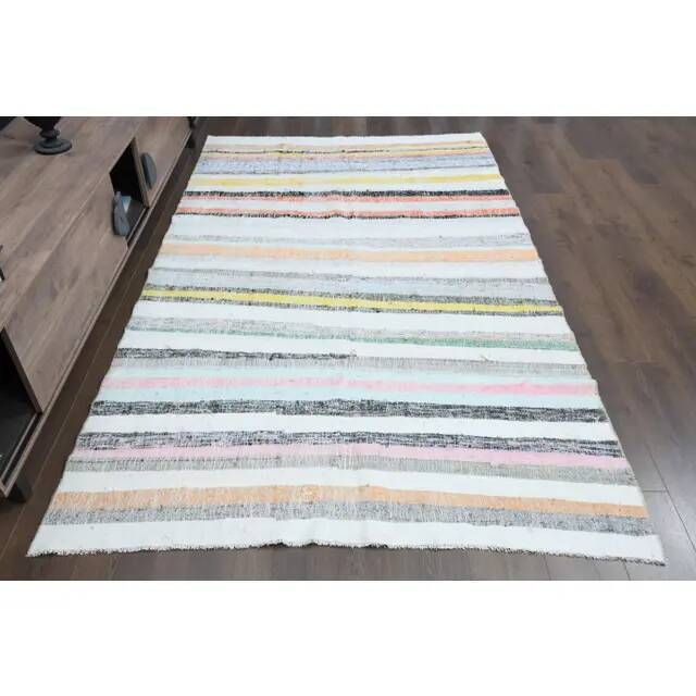 Vintage Turkish Oushak Handmade Wool Cotton Area Rug 158x263