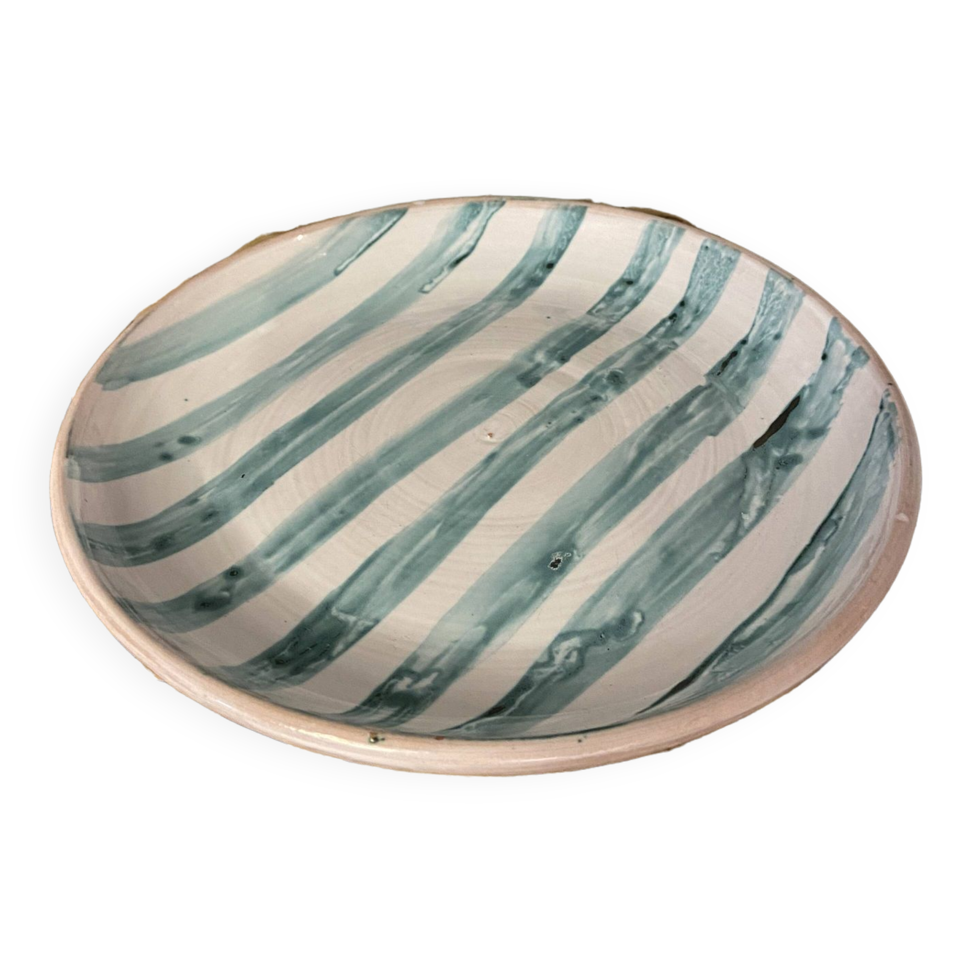 Hand painted blue striped dish