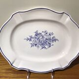 Moustier earthenware dish, white and blue