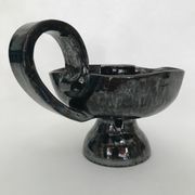 Black "hand- bougeoir with iridescents signed Fazio in Vallauris, circa 1950-1960