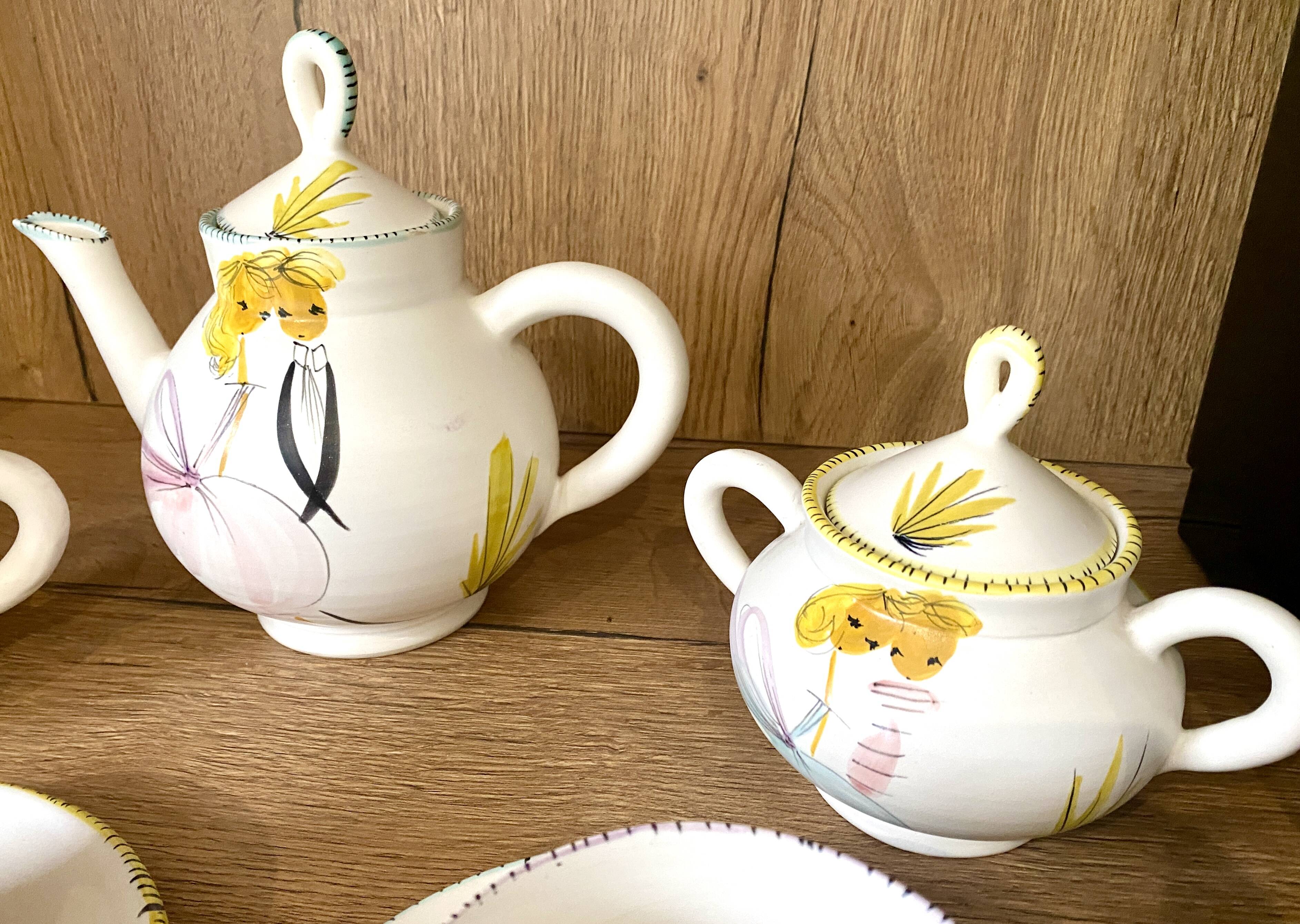 Duo tea or coffee service by the Cerenne workshop in Vallauris, circa 1955