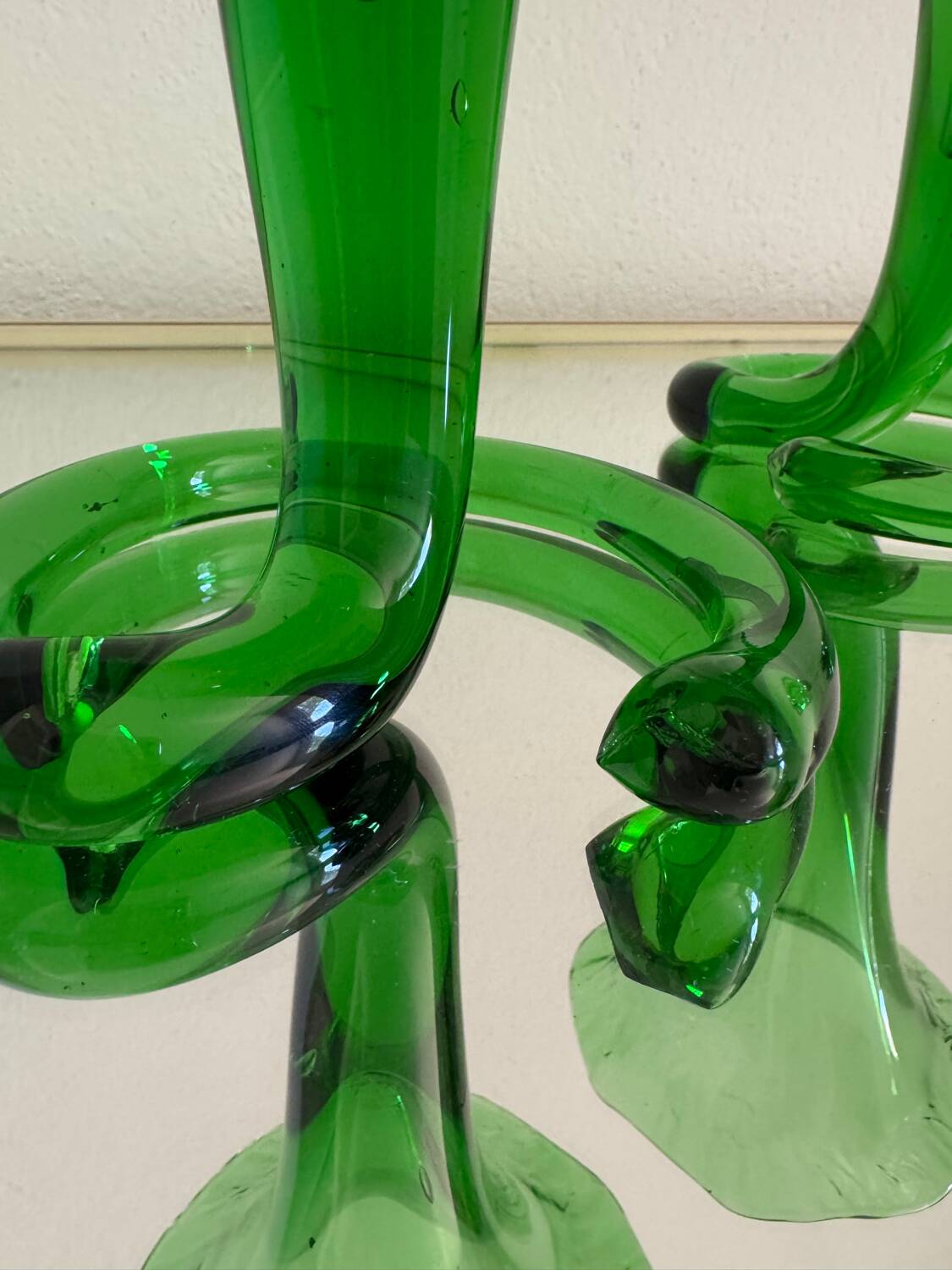 Blown glass cone vases from the 60s