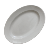 Plat ovale blanc en terre de fer Opaque de Lunéville, fin XIXe