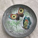 Old ceramic dish Valauris. Butterfly dish.