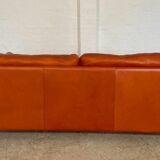 Canapé en cuir cognac vintage rétro pour 3 personnes danois