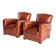 Pair of vintage club armchairs. Wood and Skay. France, 50