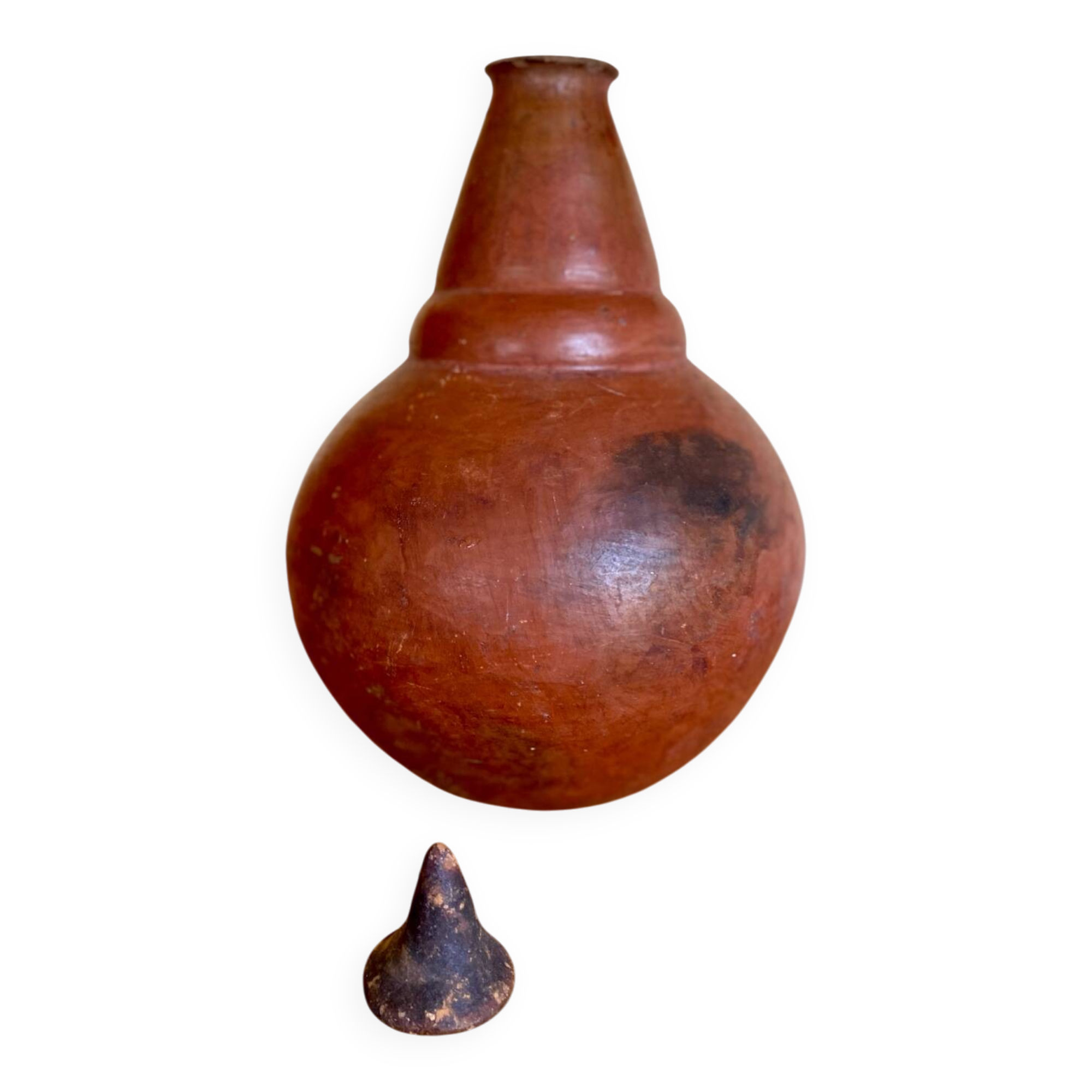 Handmade terracotta sake bottle vase