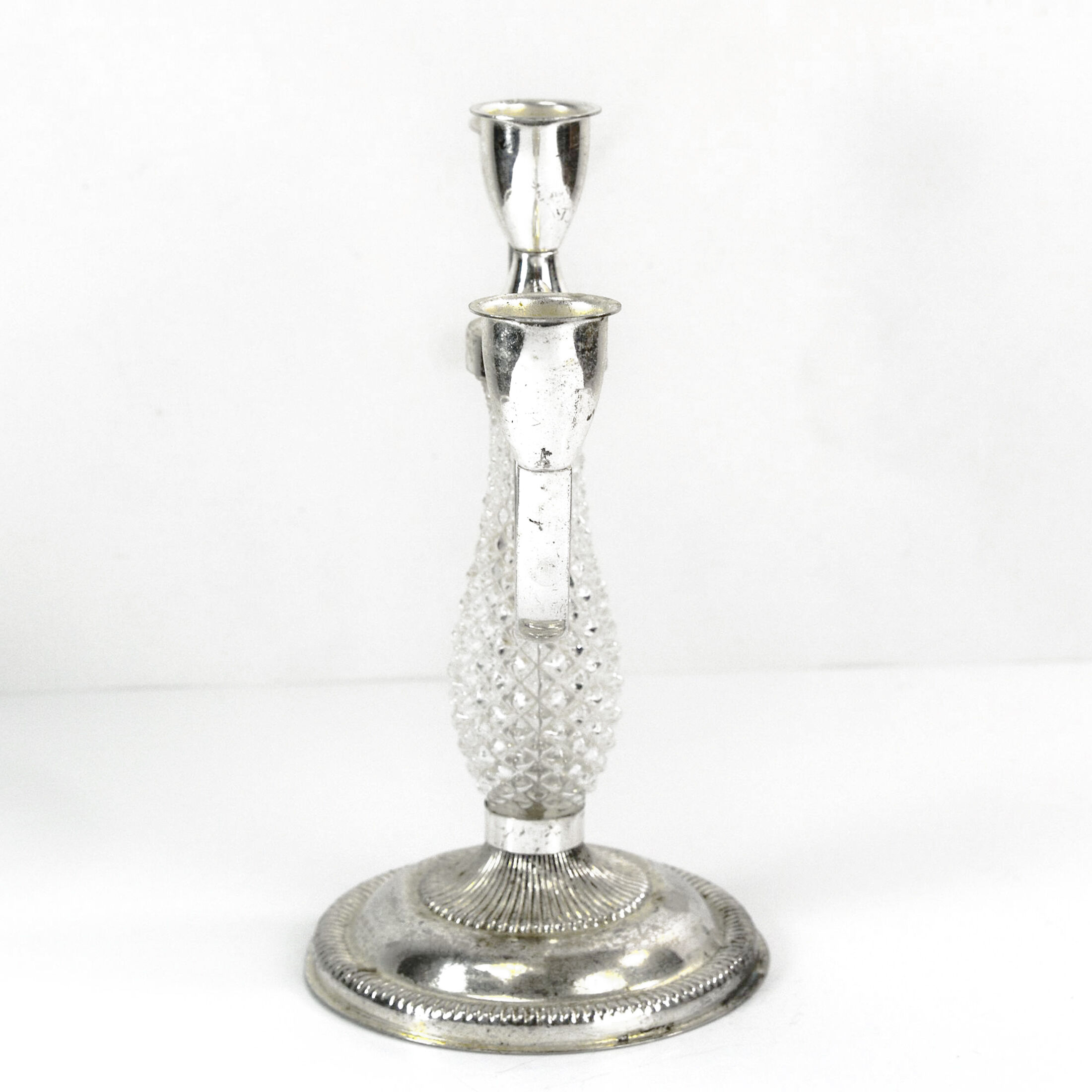 1970s three-point plated candlestick, La Pierre, France