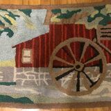 Old American Carpet Hooked handmade 58cm x 90cm 1930s