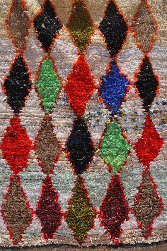 Carpet Moroccan boucherouite 110 x 148 cm