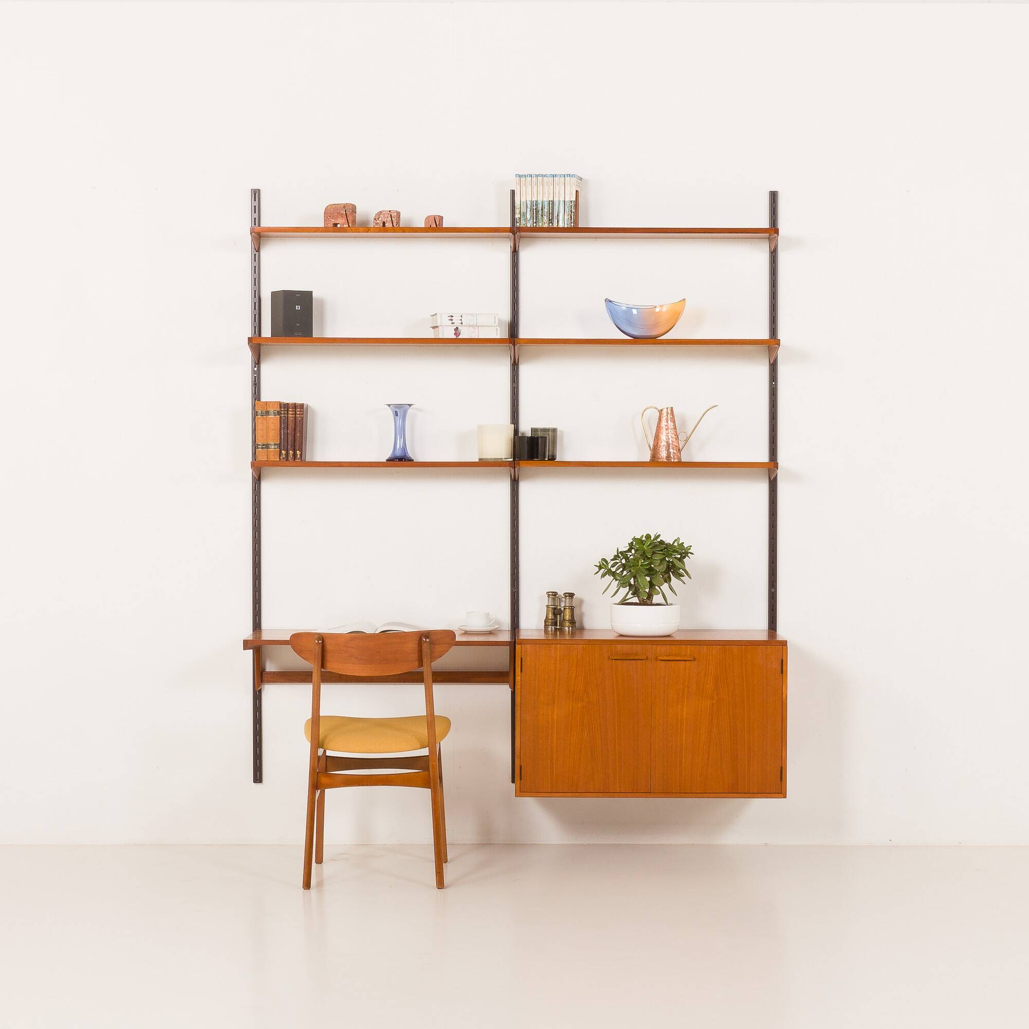Kai Kristiansen home office shelving unit in teak for FM Mobler, 1960s