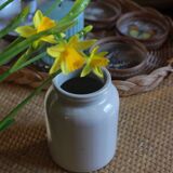 Vase, pot vintage en grès beige