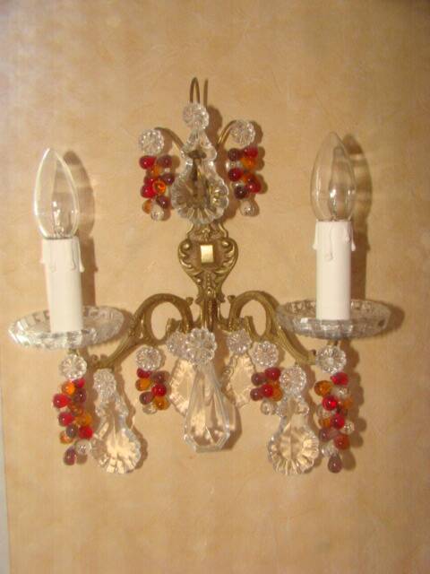 applique bronze et cristal à 2 bras de lumière