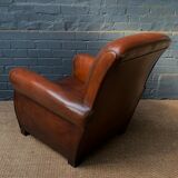 French, leather club chair, havana lounge model circa 1950's