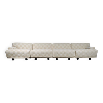 Canapé modulable Fiandra en tissu à carreaux crème par Vico Magistretti pour Cassina
