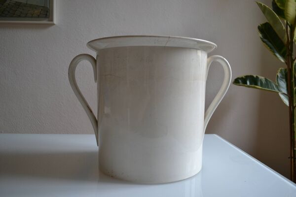 Très gros pot ancien en faïence de Sarreguemines