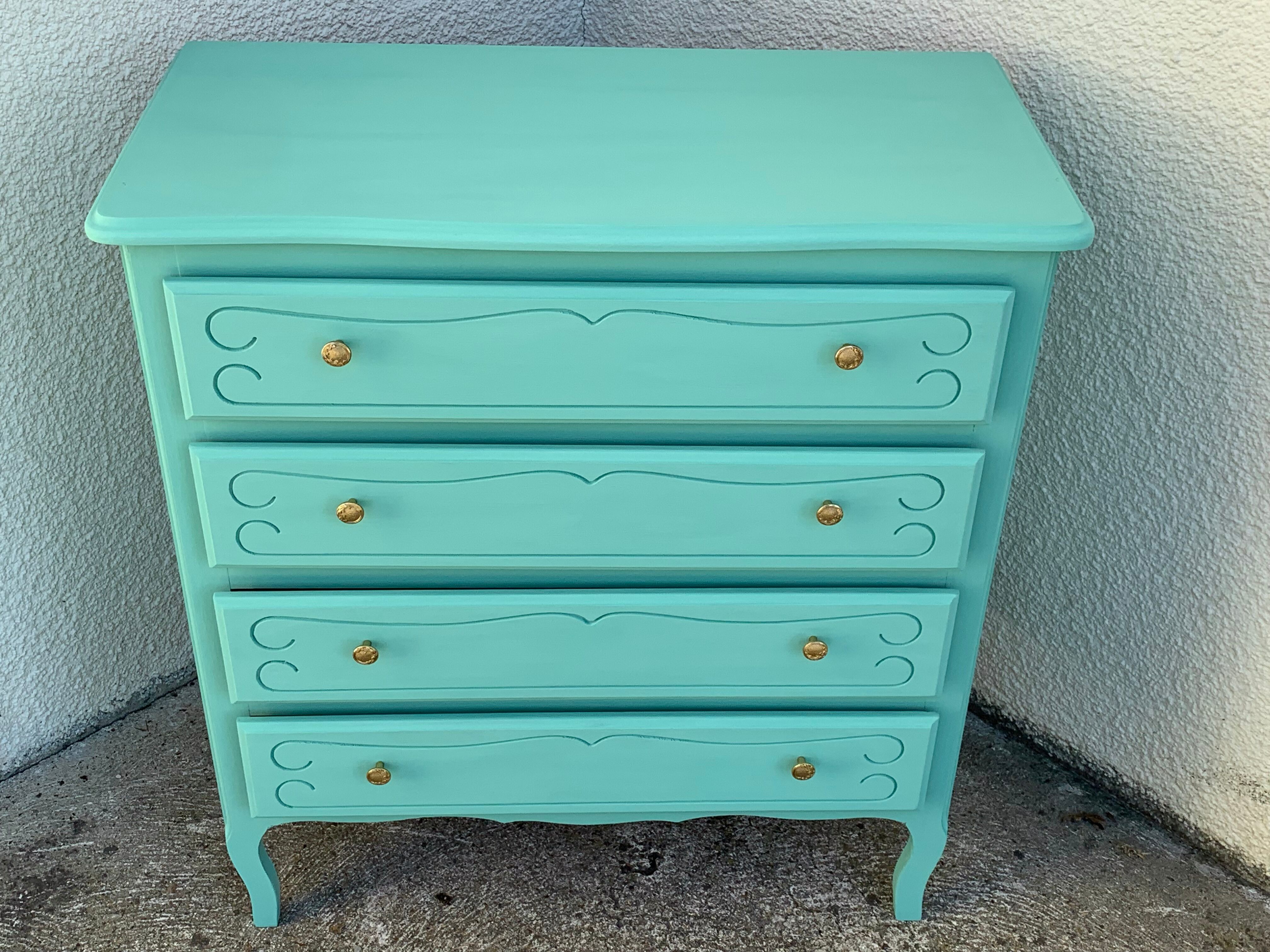 Vintage mint green chest of drawers 1950