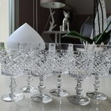 Lot 6 vintage glasses with rectangular crystal stems