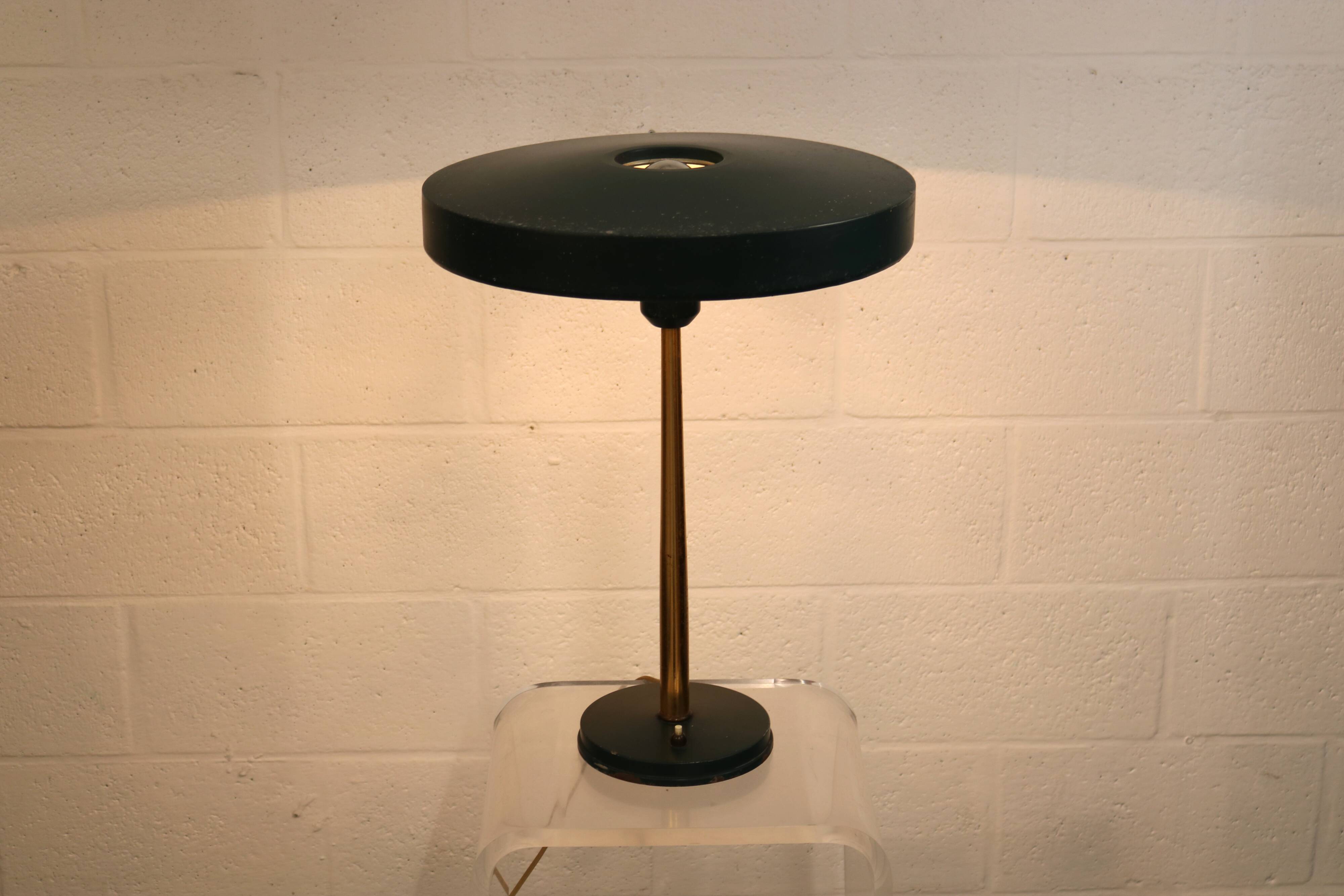 Midcentury Louis Kalff desk lamp *** Model Timor 69 dark green *** Philips