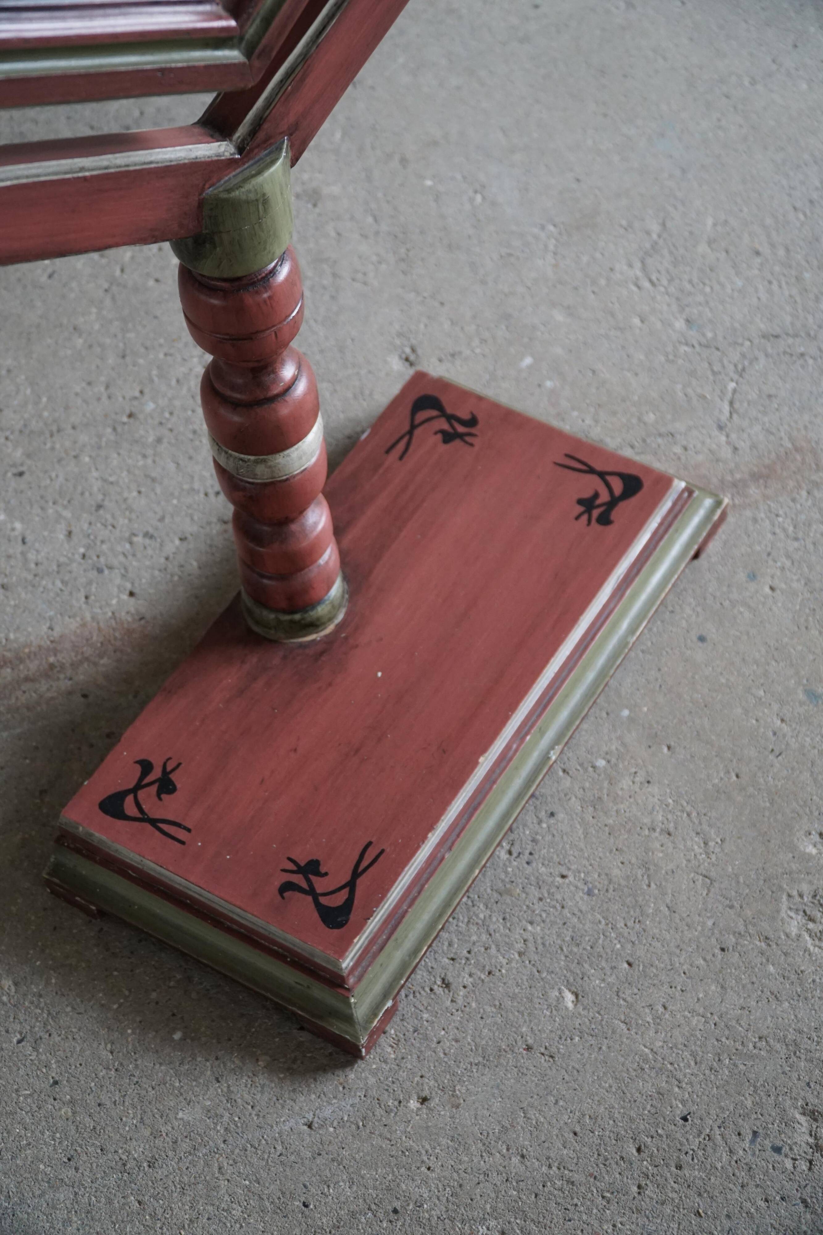 A pine table mirror by a Swedish cabinetmaker, folk art, early 20th century.