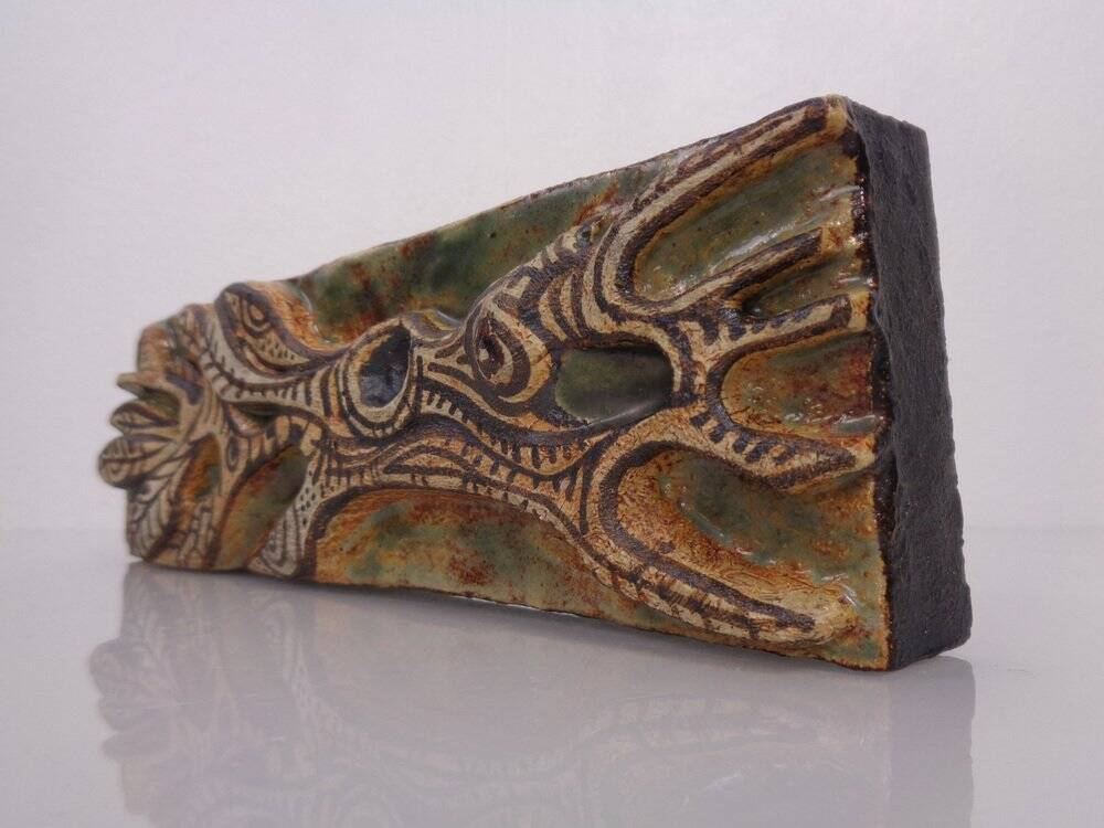 Studio ceramic wall plaque by Gerhard Liebenthron, Germany, 1983