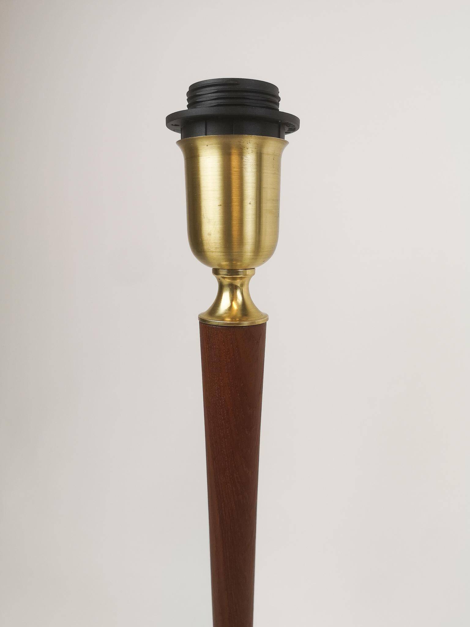 Teak and brass table lamp, mid-century, Sweden 1950s