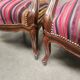 Paire de fauteuils Louis Philippe en velours rayé multicolore