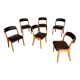 Set of 6 Baumann curved wood and imitation leather chairs, gondola model, 70s