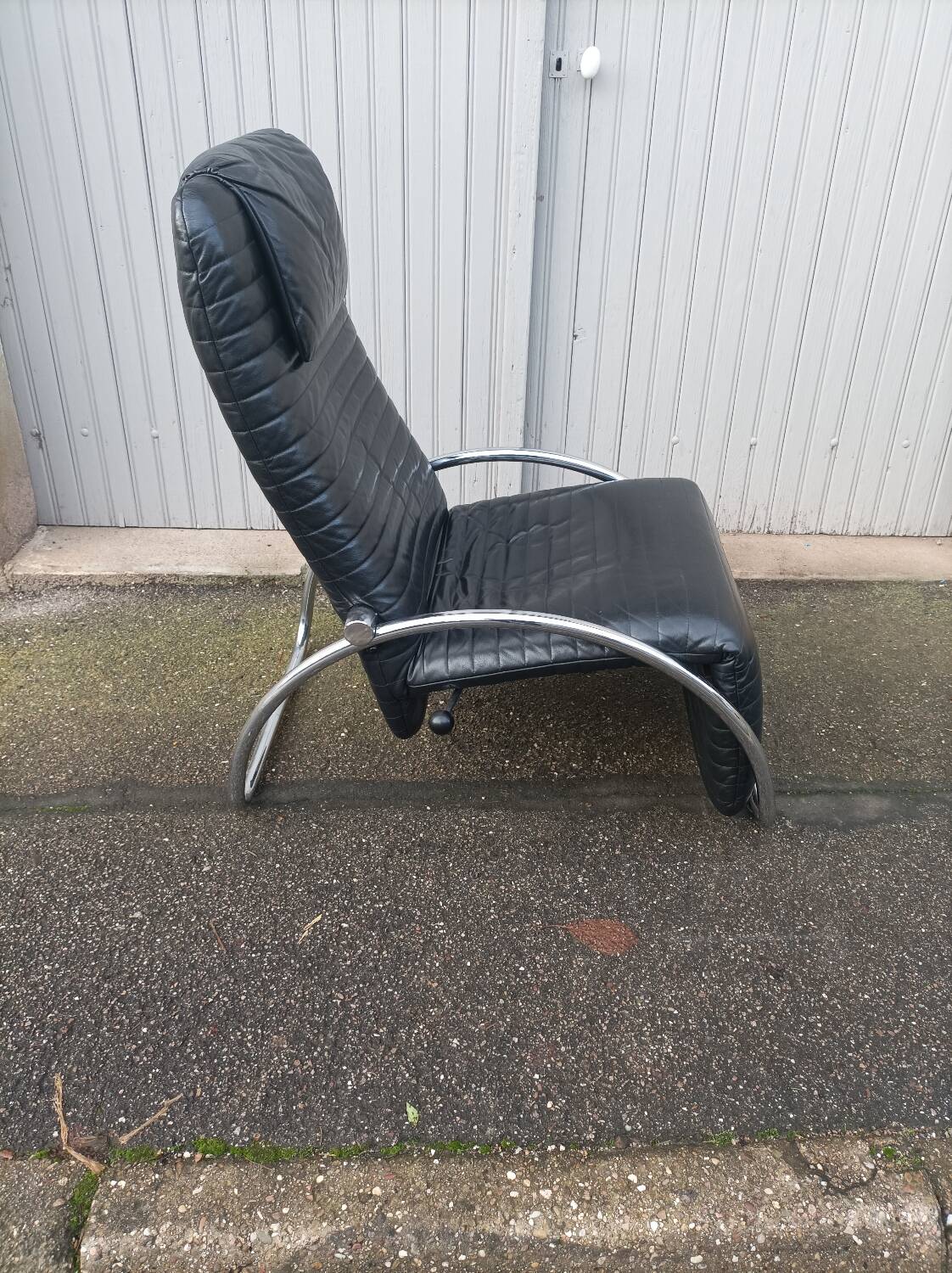 Vintage black leather armchair