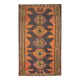 Rug & Kilim Rust Geometric Runner, Handmade Tribal Wool Flatweave, Boho Hallway Rug