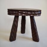 Pair of wooden tripod stools