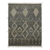 Tapis en laine gris unique tribal fait à la main de 283 cm x 370 cm
