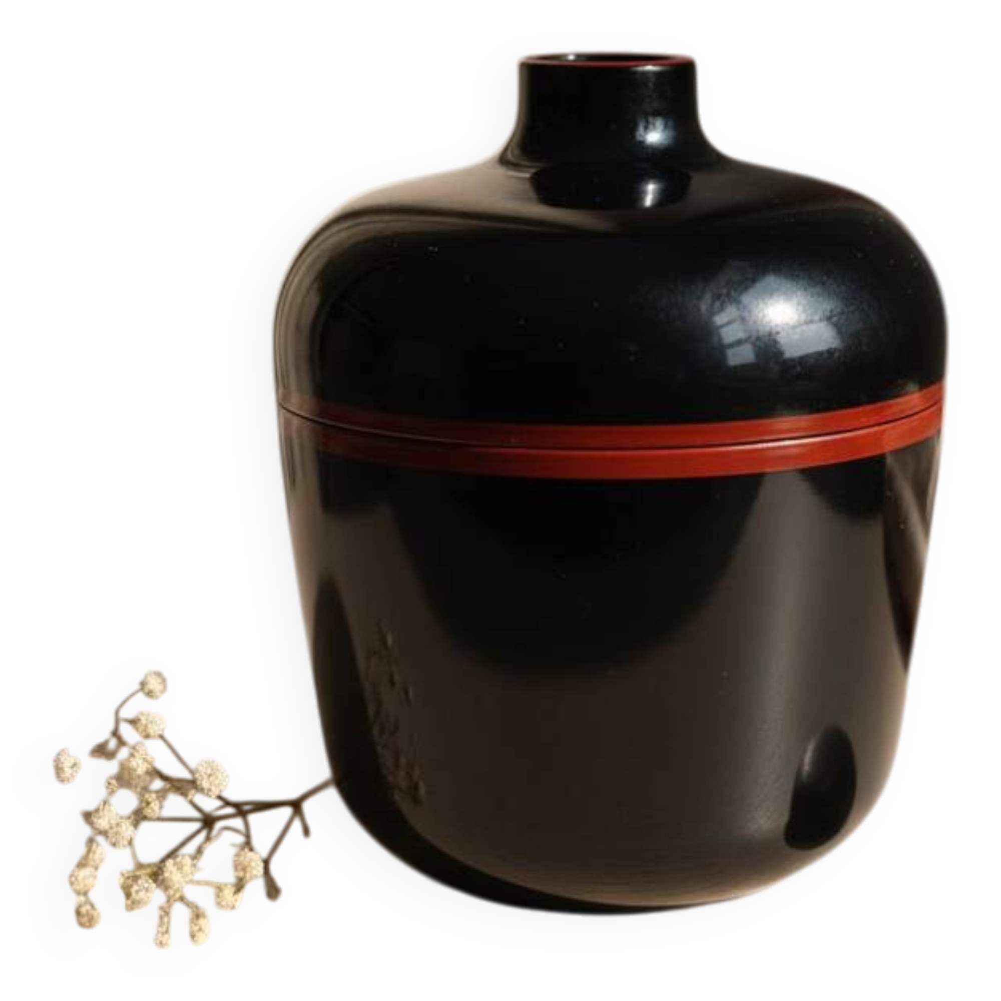 Black and red lacquered ice cube tray in a slightly tipsy Japanese style #POMR