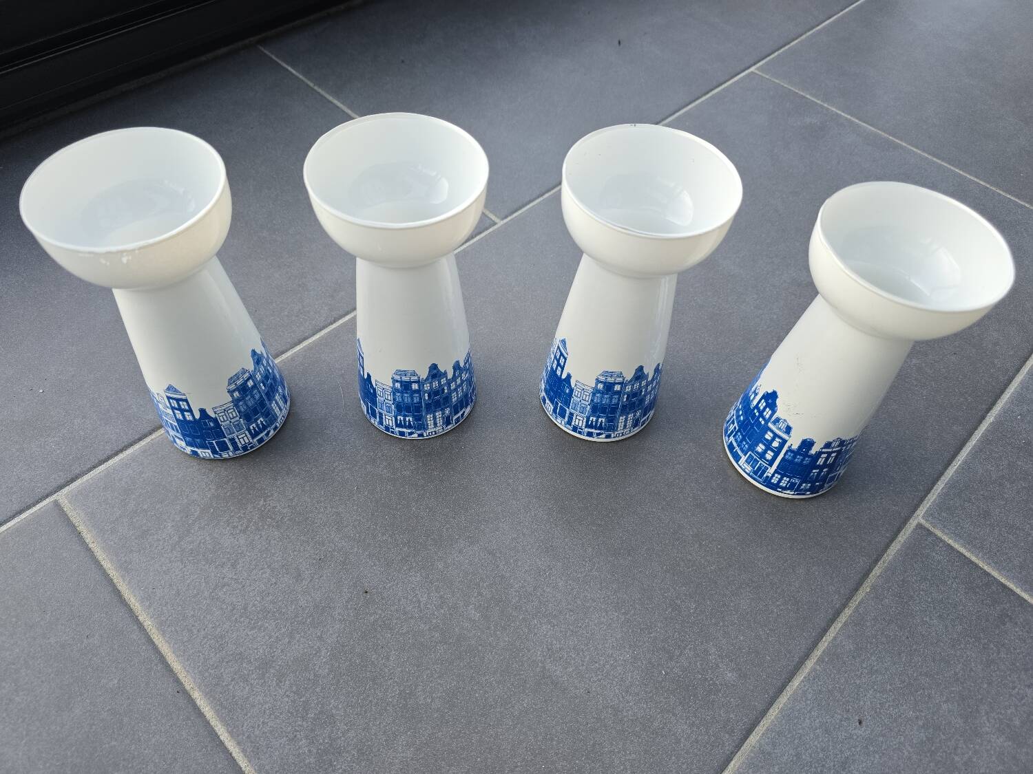 4 vintage Dutch vases for hyacinths