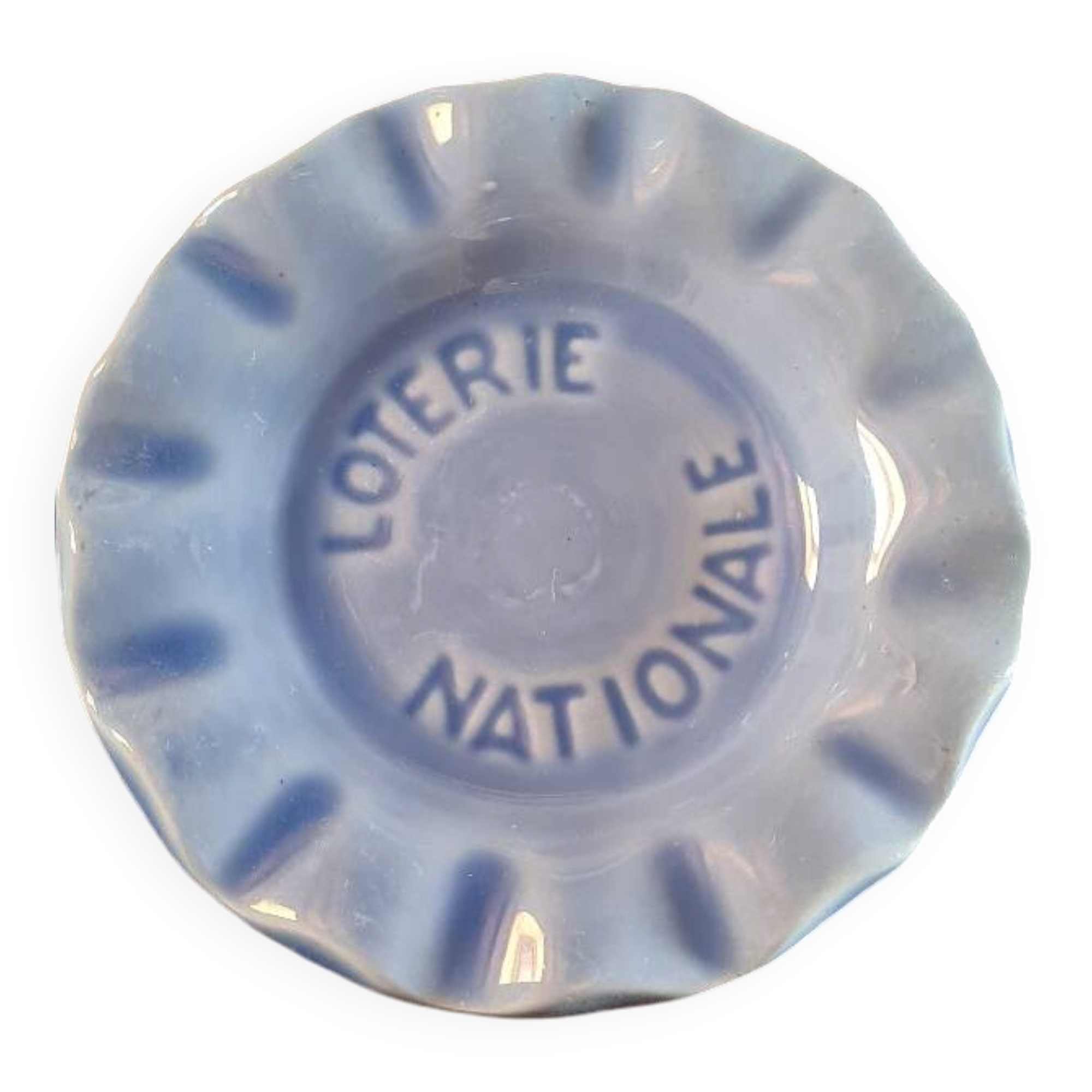 National lottery ashtray blue