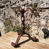 Brutalist wrought iron candle holder