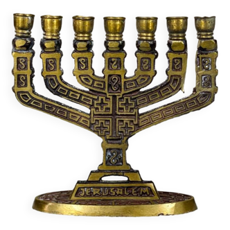 Vintage brass menorah from Jerusalem