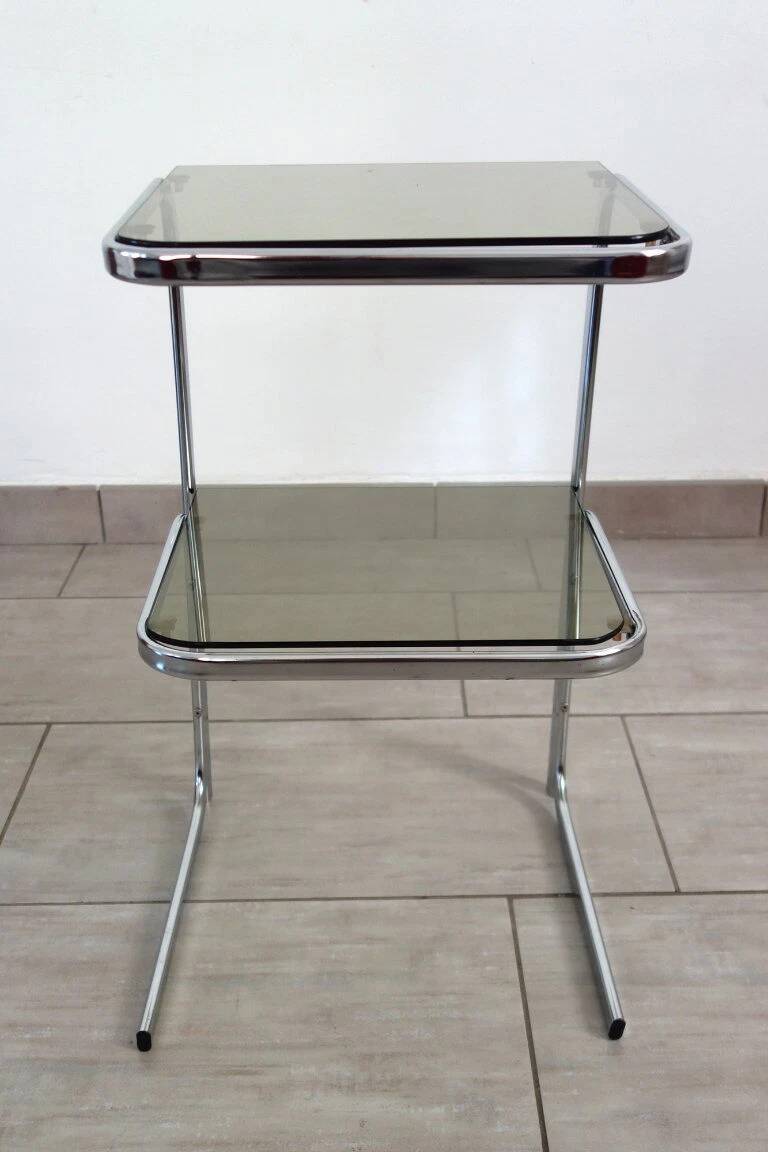 70s chrome and smoked glass side table