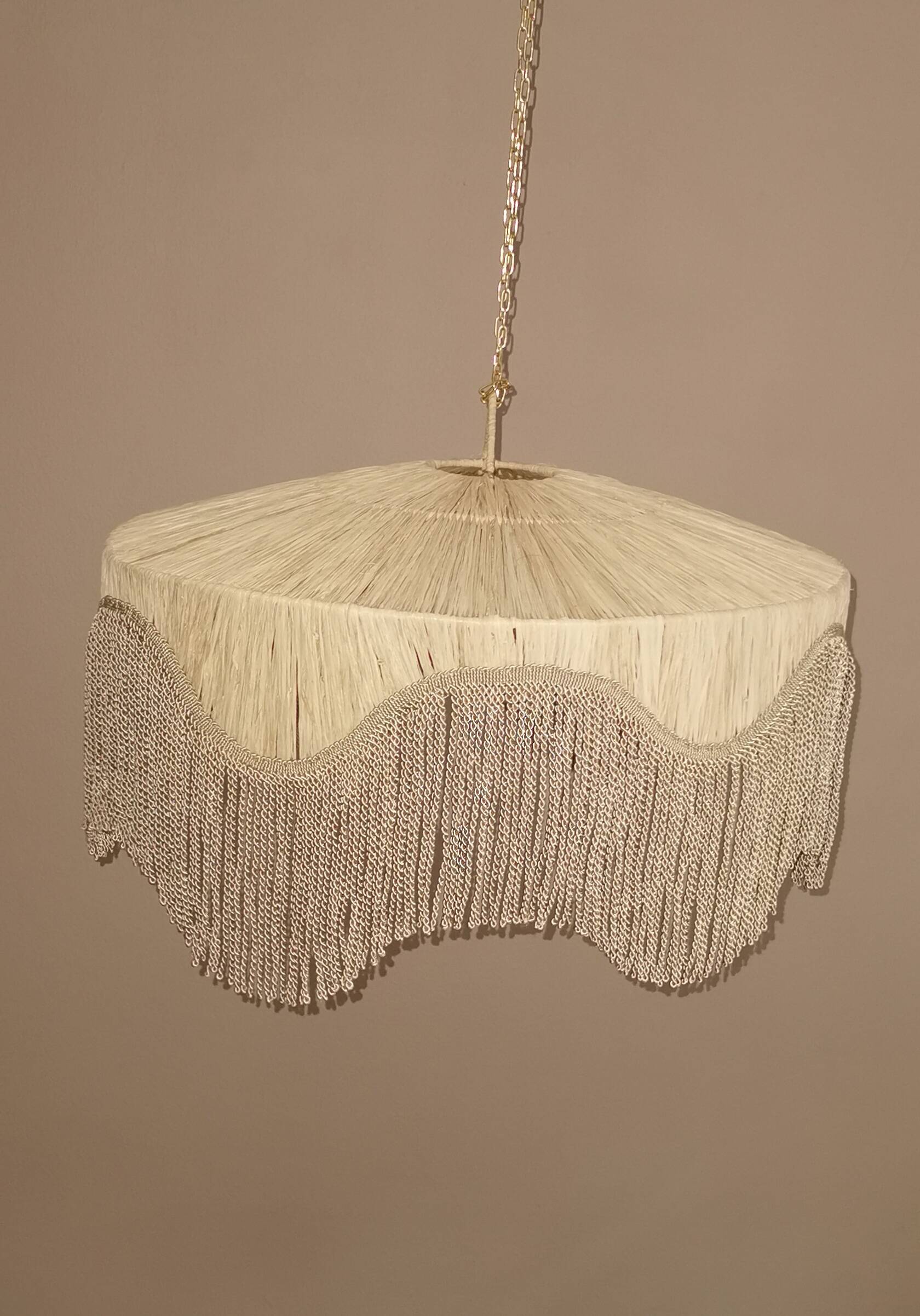 Abat jour de suspension à franges en Rafia